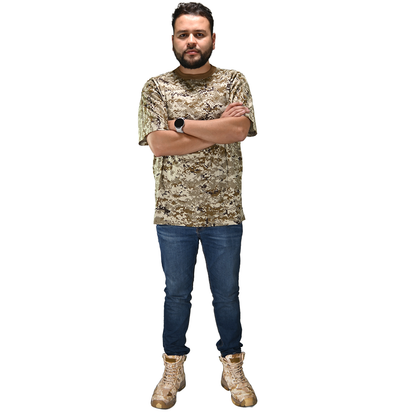 Playera Camuflada Manga Corta Algodón Hombre