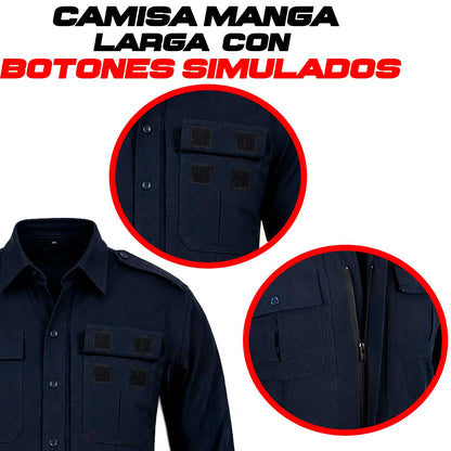 Camisa Táctica Uniforme Azul Marino Manga Larga Policía Residen Evil Militaría