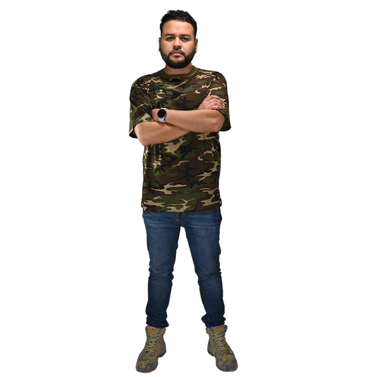 Playera Camuflada Manga Corta Algodón Hombre