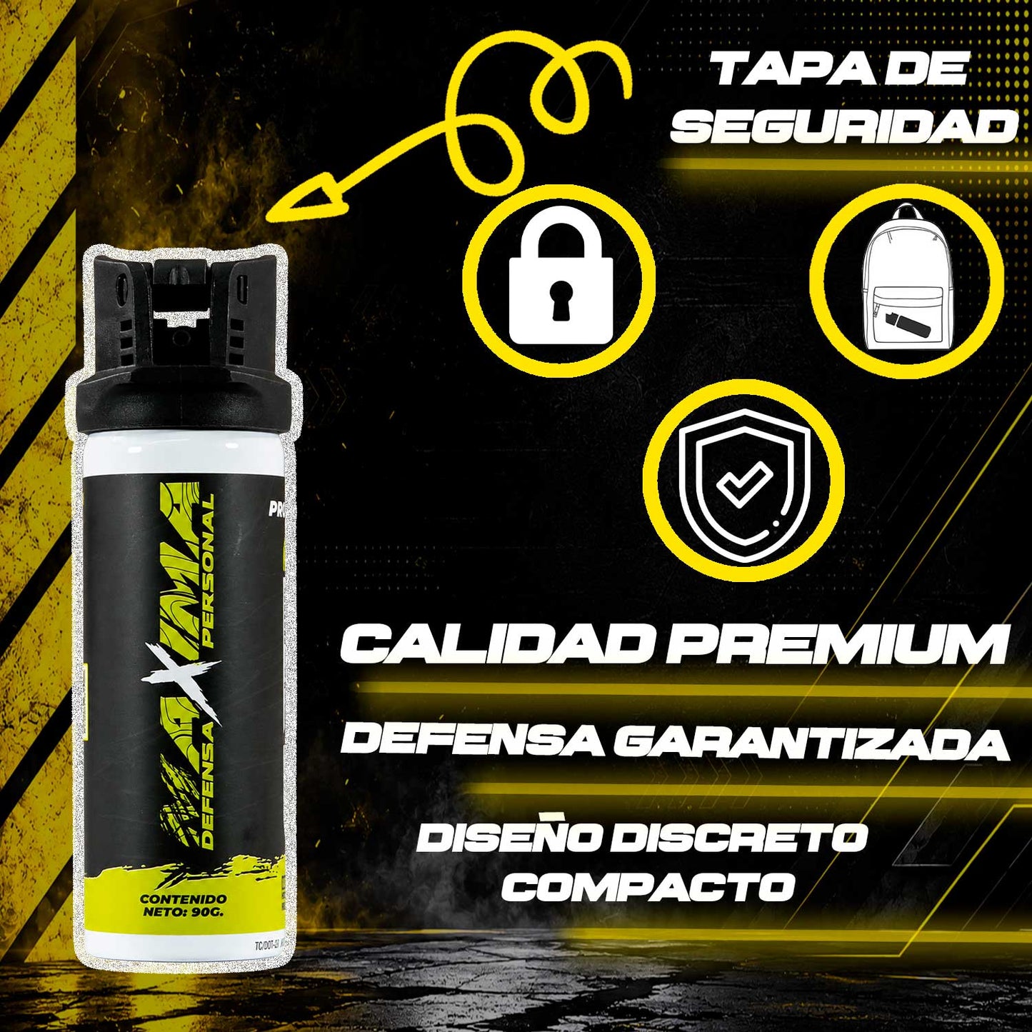 Gas Pimienta 90g 10 piezas Con Tapa de seguridad Máxima