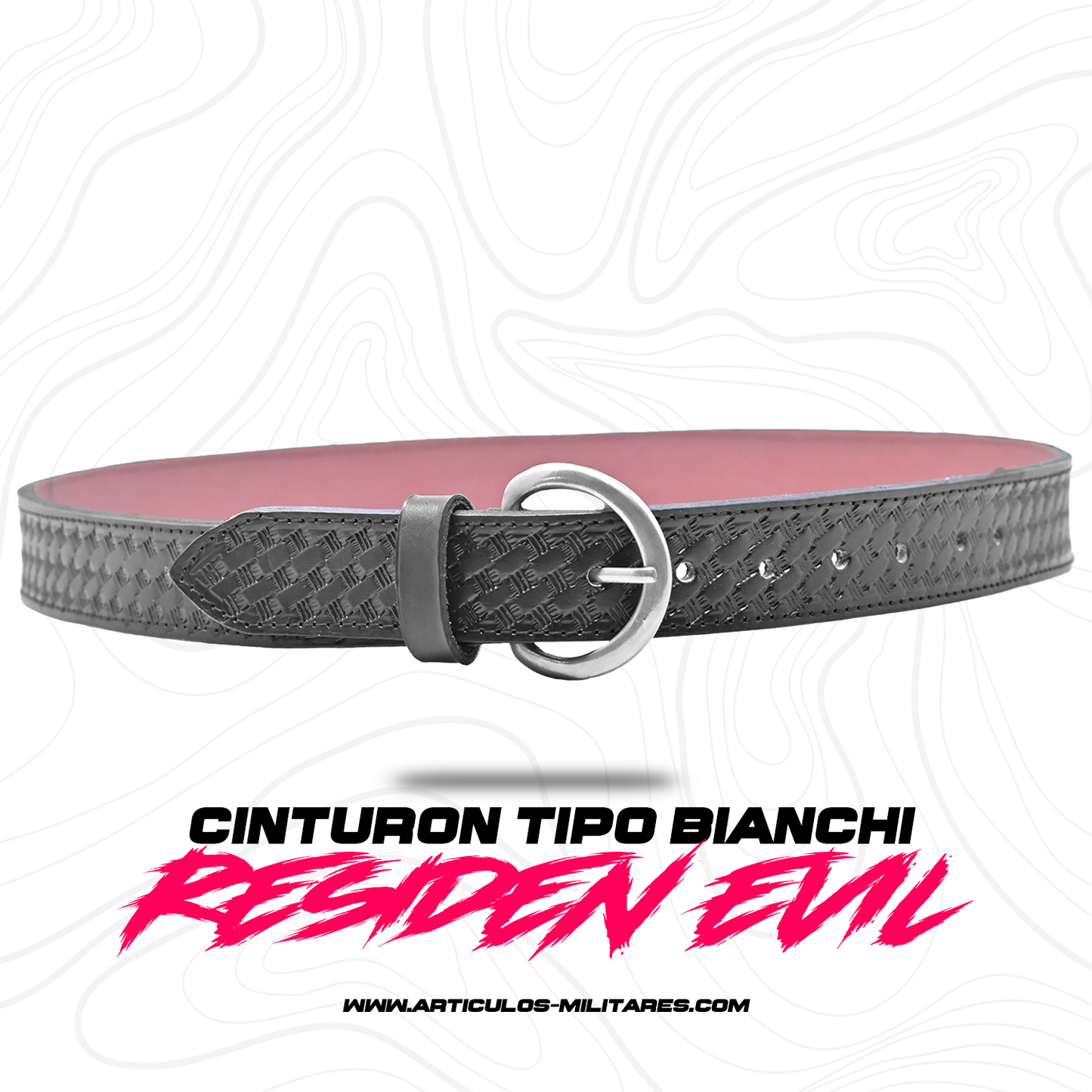 Cinturón Táctico Labrado Cuero-nylon Hebiila De Metal