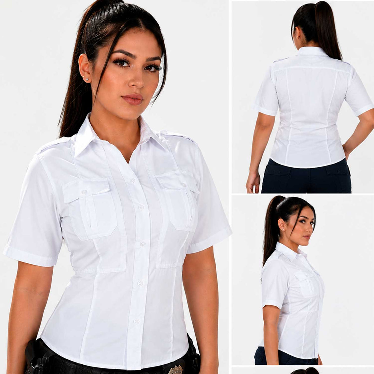 Camisa Táctica Uniforme Azul y Blanco Policía Botones Simulados Residen Evil Militaría