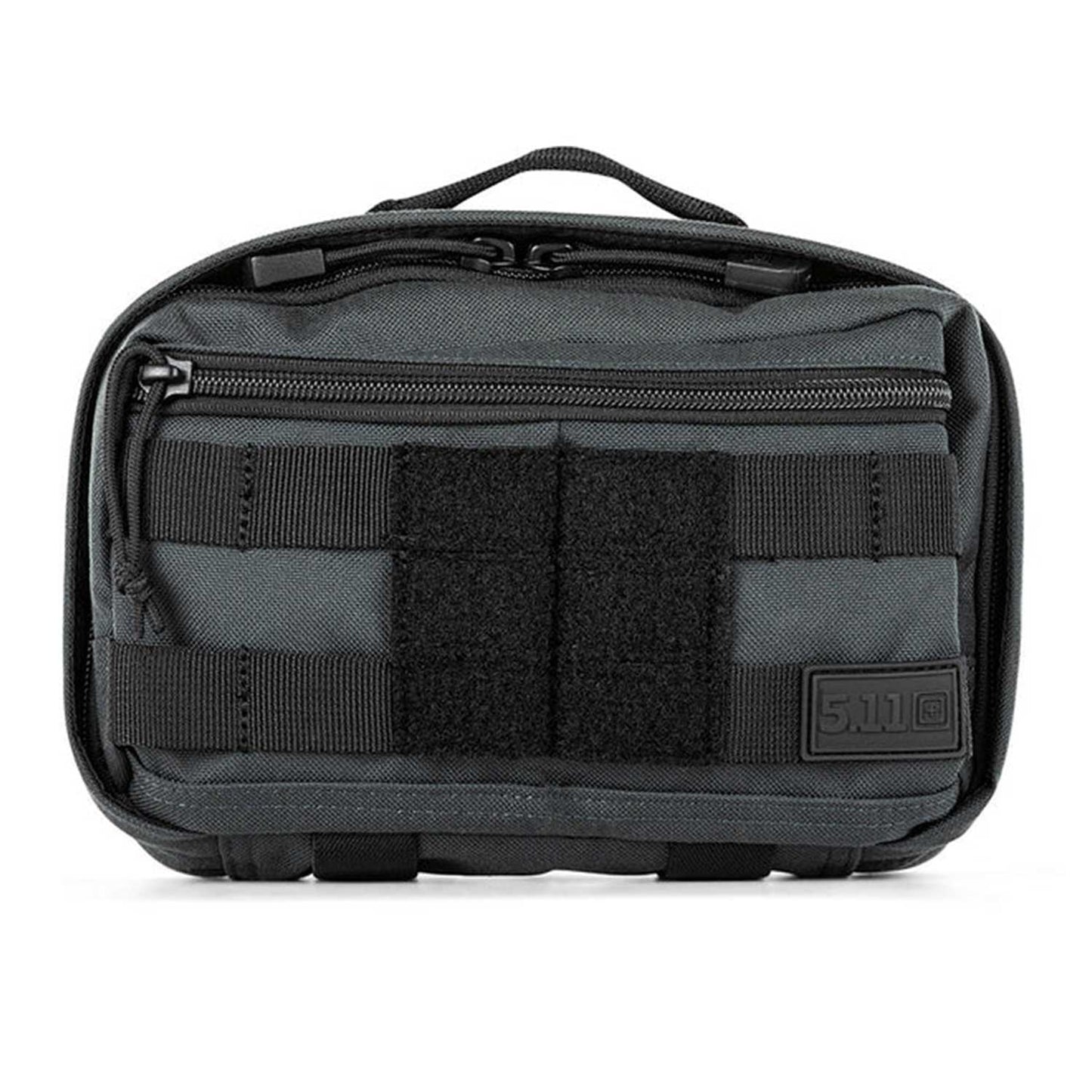 Vista frontal de la mochila táctica 5.11 MOAB 3 con panel MOLLE y logo 5.11. Perfecta para actividades al aire libre y uso urbano.
