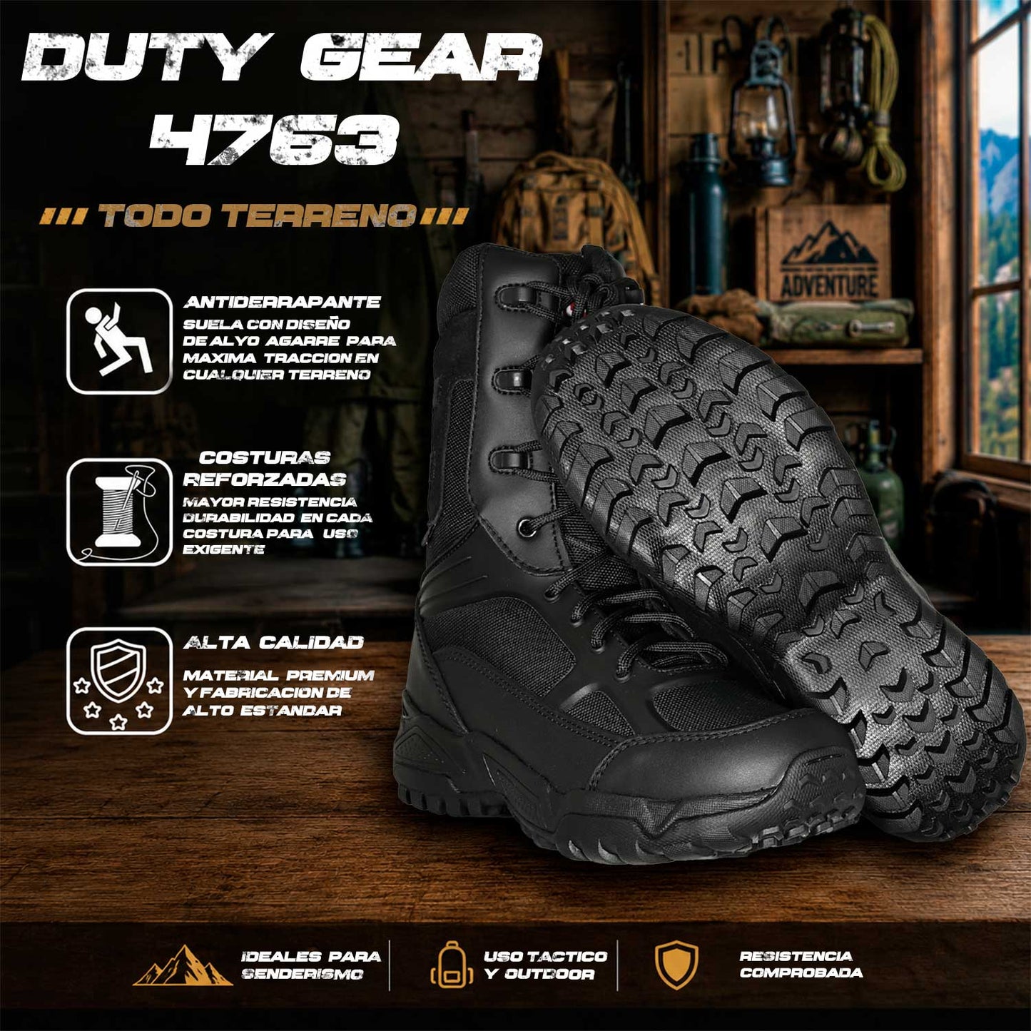 Botas Duty Gear Fortresss 4763 en Negro Duty Gear