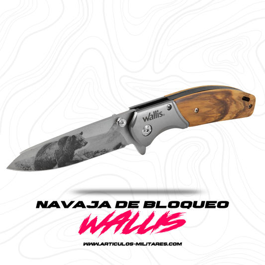 Navaja Con Mango madera Hoja Lisa Diseño De Oso Acero inoxidable