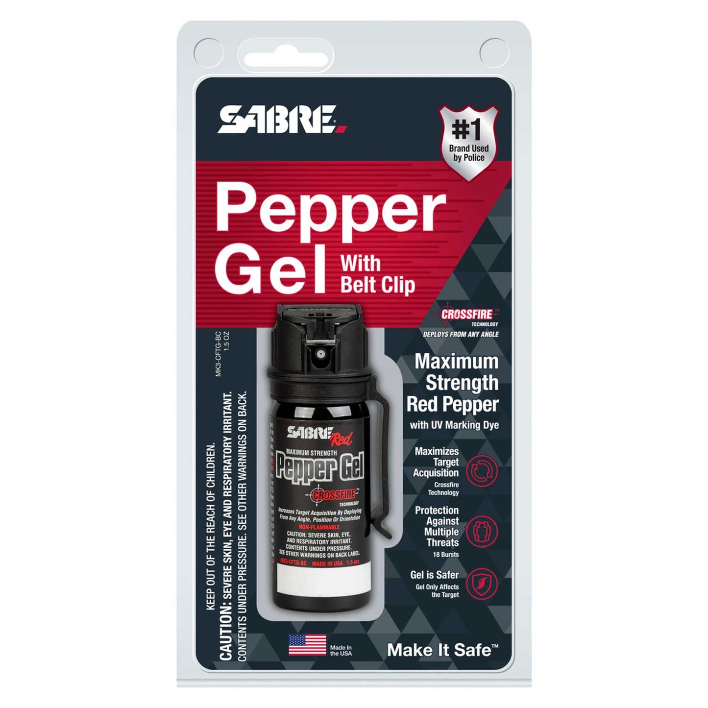 Respaldado por estándares utilizados por fuerzas del orden como el New York Police Department, el Chicago Police Department y el United States Marshals Service, el SABRE Crossfire Pepper Gel representa una opción confiable en protección personal.