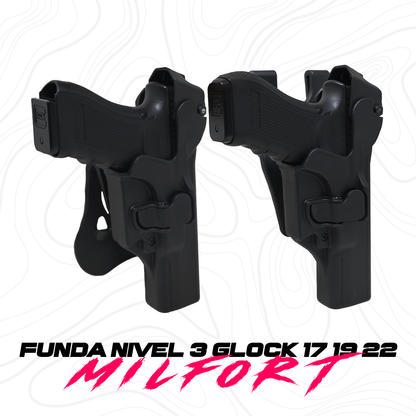 Holster Funda Pistola Milfort Nivel 3 Glock 17 19 22