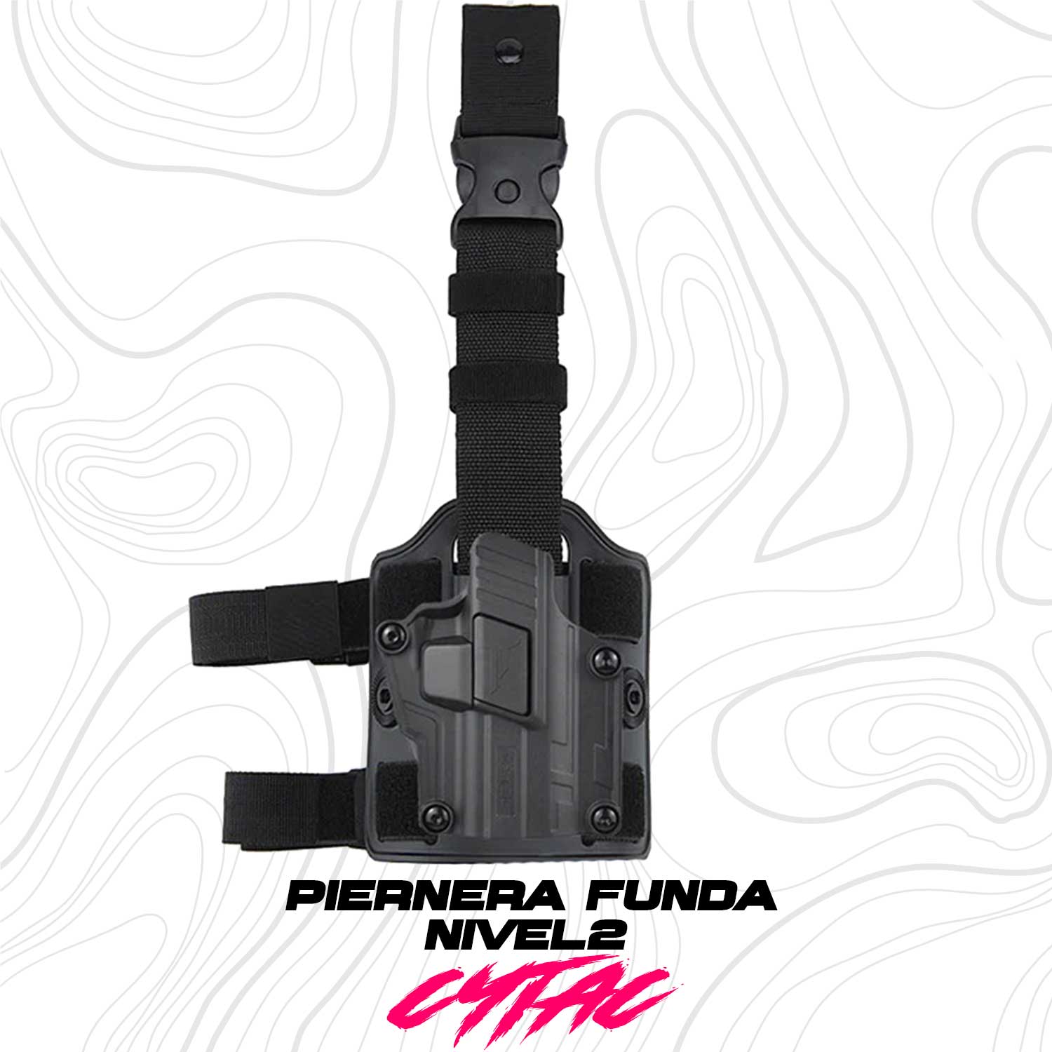 Piernera Táctica CYTAC de 3 Puntos con Funda Universal vendida por Articulos militares
Tanto la funda como la estructura de la piernera están fabricadas en polímero de alta resistencia, material reconocido por su durabilidad, ligereza