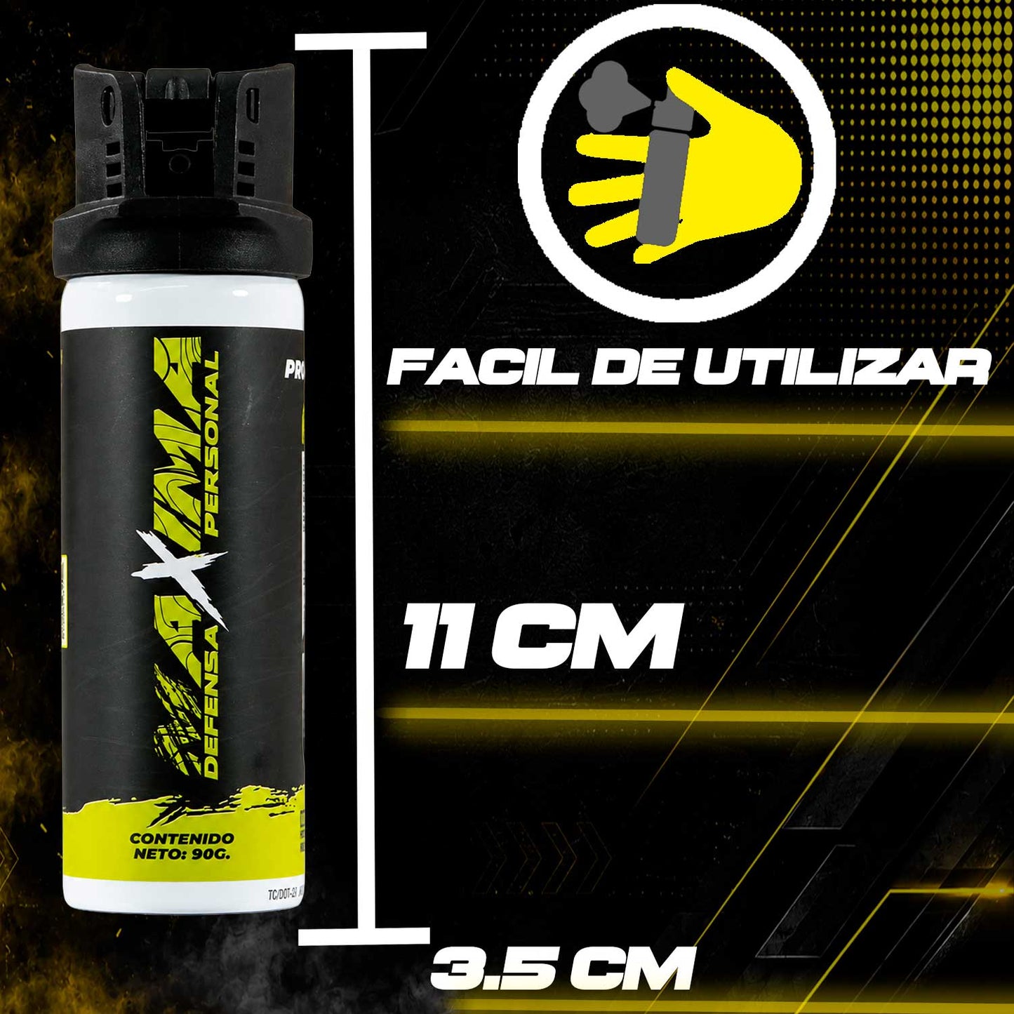 Gas Pimienta 90g paquete de 6 piezas Con Tapa de seguridad. Máxima