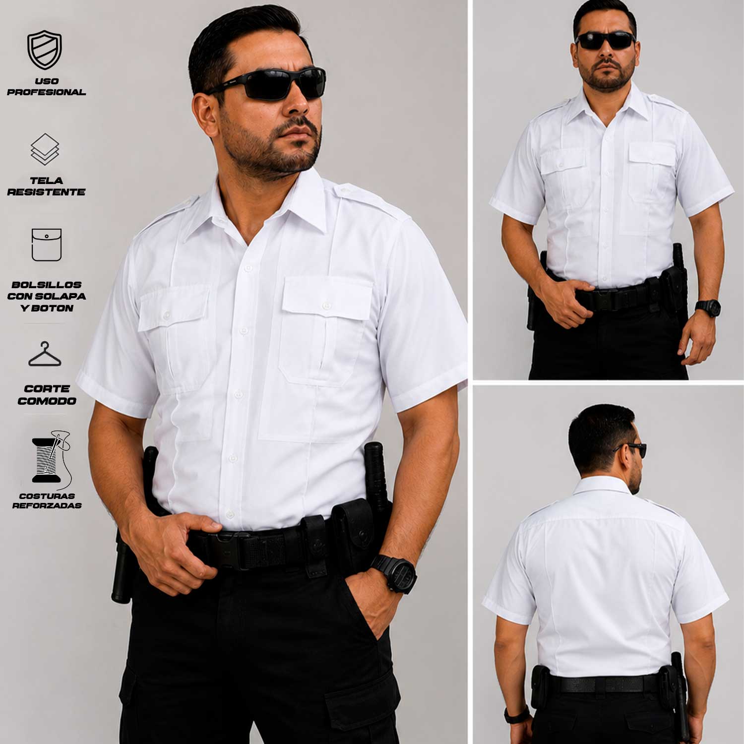 Camisa Táctica Uniforme Azul y Blanco Policía Botones Simulados Residen Evil Militaría