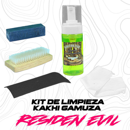Kit Especial de Limpieza para Botas de Gamuza Color Kaki, diseñado específicamente para materiales delicados como la gamuza y el nobuck