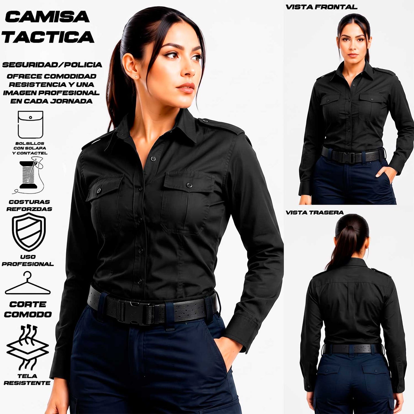 Camisa Tactica Uniforme Policia Cierre Simulado Manga Larga 5.11 Tactical