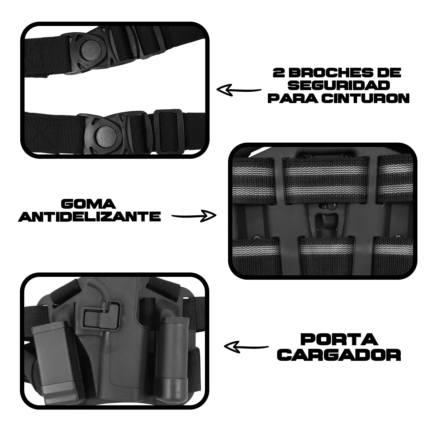 Piernera Serpa Funda Para Arma Glock 17/19 Con 2 Seguros