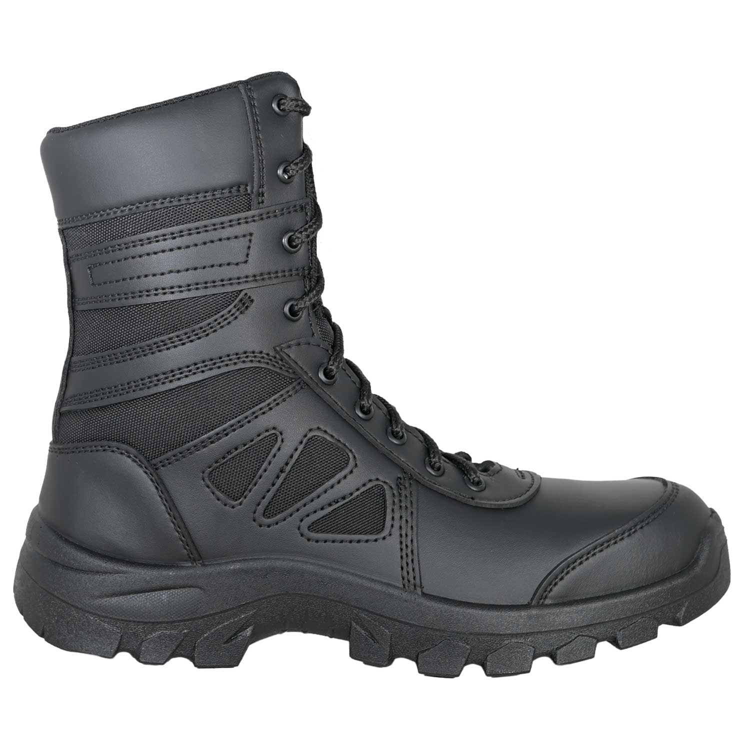 BOTAS TACTICAS RAM se muestra imagen de bota táctica de lado lateral y detalle del cierre, combinando vista de perfil, diseño de caña media y funcionalidad para uso táctico y deportivo.