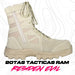 BOTAS TACTICAS RAM se muestra imagen de bota táctica color kaki en vista lateral, destacando el perfil completo del calzado, su diseño de caña media y su estilo deportivo táctico.