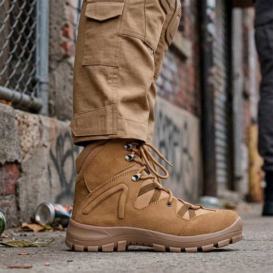 Botas OC TACTICAL 4054 SE MUTRA EL PRODUCTO CON FOTO ILUSTRATIVA EN UN ENTORNO URBANO 
