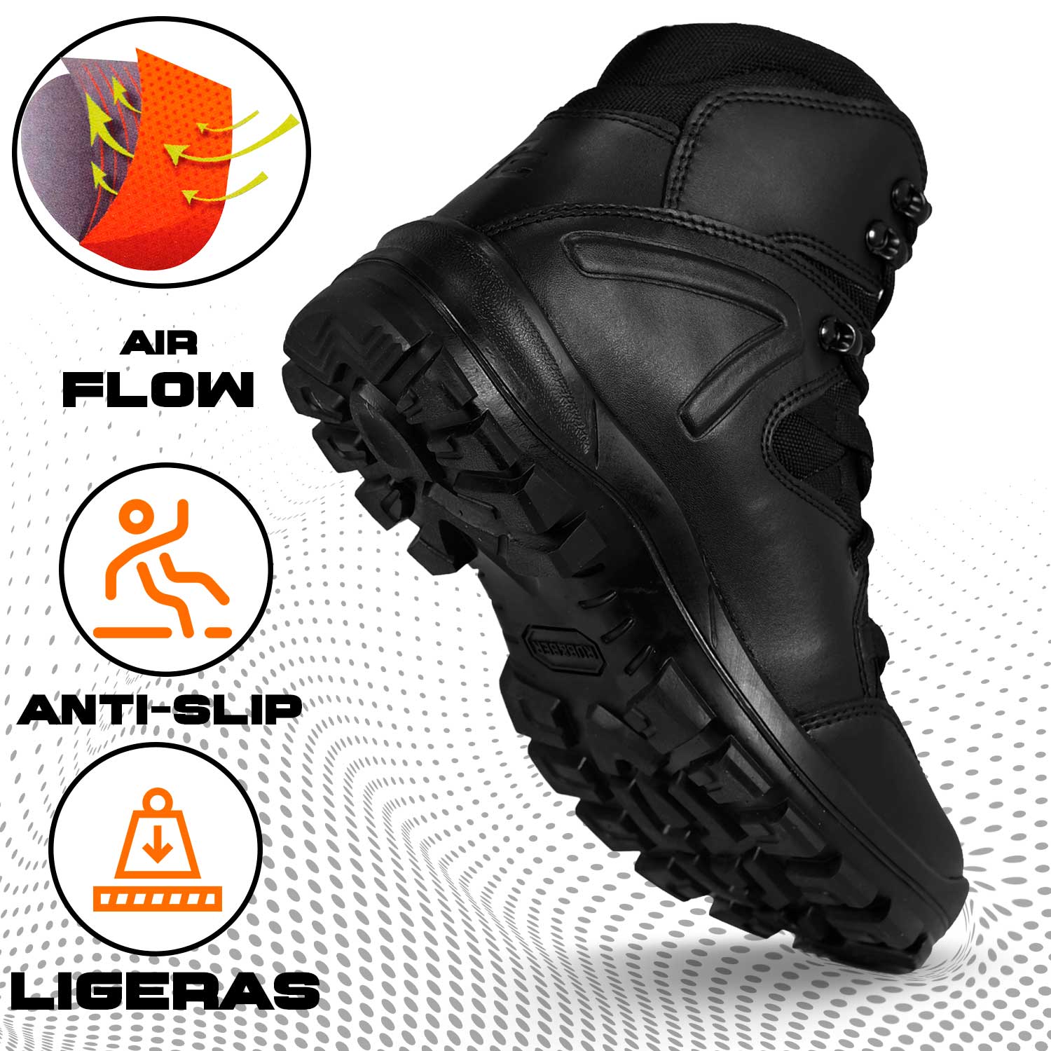 Botas OC TACTICAL 4054 con soporte de tobillo y ventilación Air Flow vista lateral