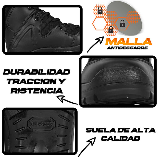 Botas OC TACTICAL 4054 VSITA EN DETALLES SE RESALTA EL MATERIAL  MALLA  ANTIDESGARRE
