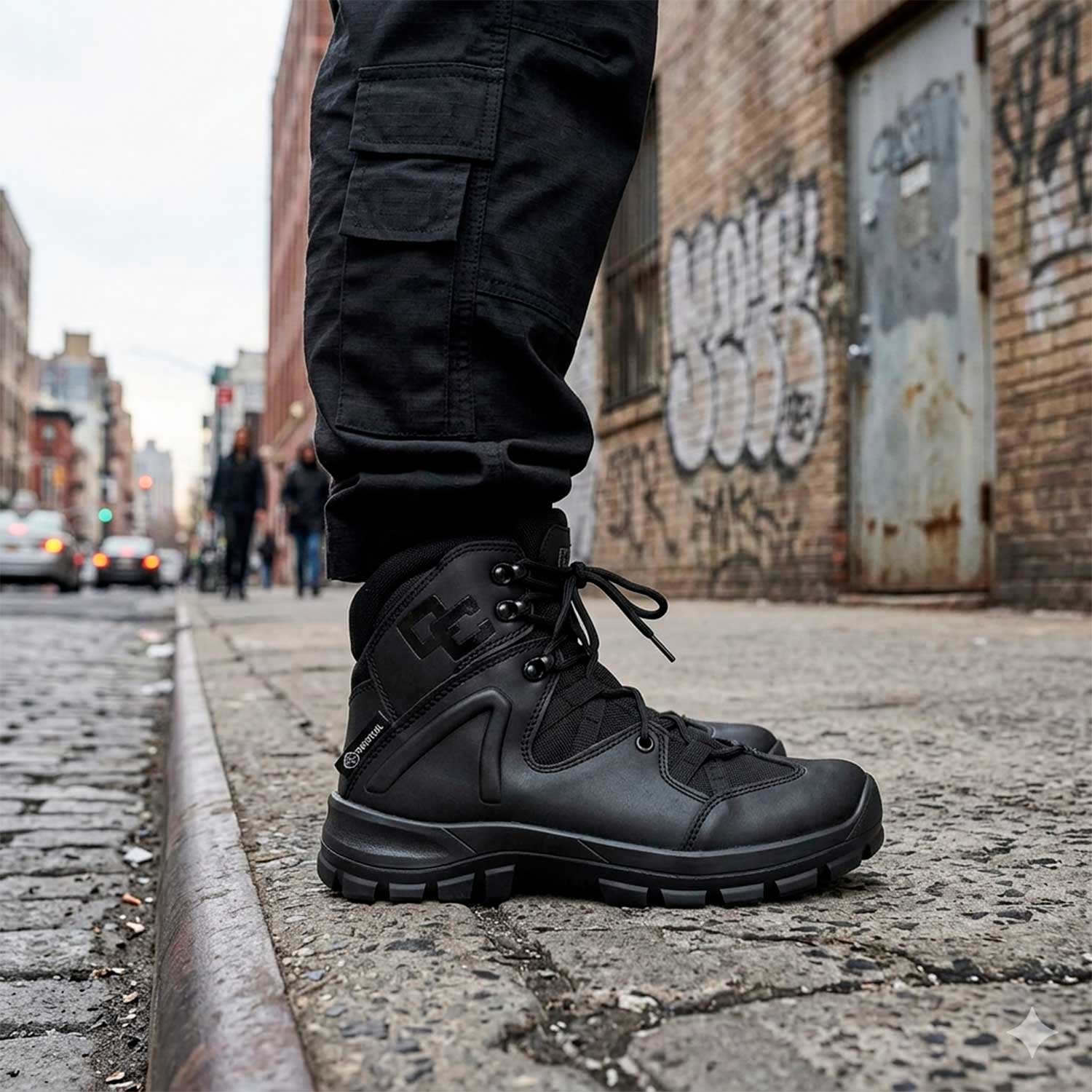 Botas OC TACTICAL 4054 SE MUTRA EL PRODUCTO CON FOTO ILUSTRATIVA EN UN ENTORNO URBANO 