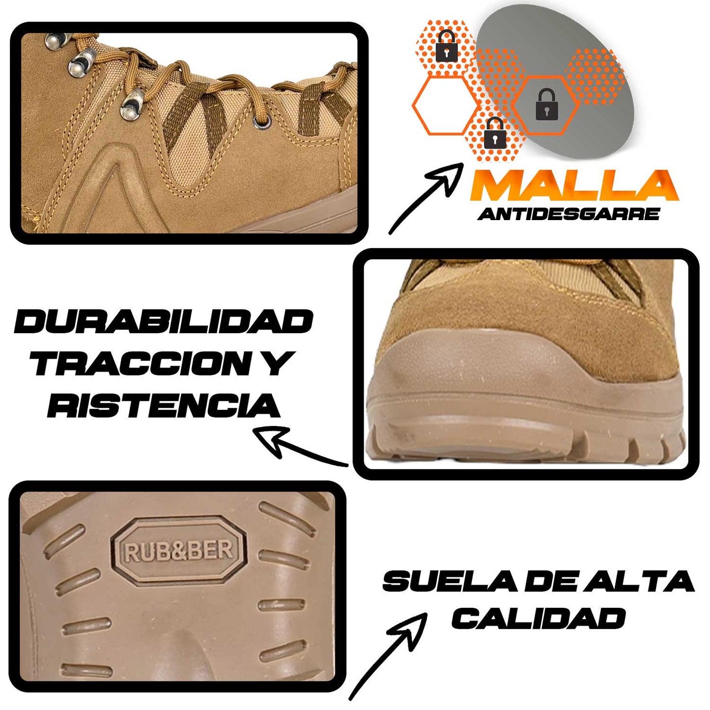 Botas OC TACTICAL 4054 VSITA EN DETALLES SE RESALTA EL MATERIAL  MALLA  ANTIDESGARRE
