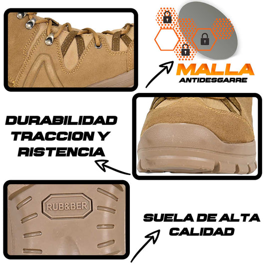 Botas OC TACTICAL 4054 VSITA EN DETALLES SE RESALTA EL MATERIAL  MALLA  ANTIDESGARRE