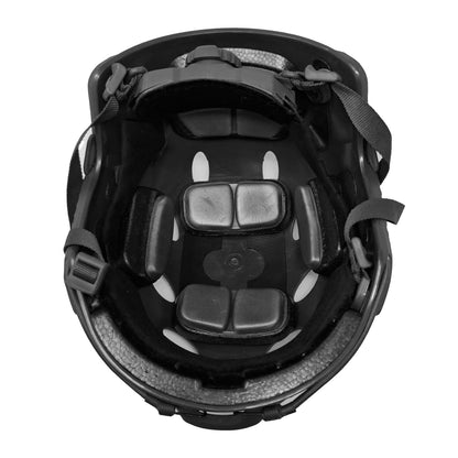 Interior del Casco Táctito Fast de Polímero Ligero Porta Accesorios negro con acolchado ergonómico. Protección y confort para Airsoft y Gotcha.