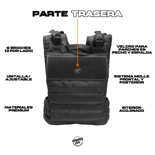 Chaleco Tactico Militar Porta Placa Ajustable con Sistema Molle