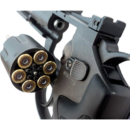 porta diábolos  CRVLPEL6P_ Crosman compatibles con revólveres 357 el revolver se muestra con ellos dentro