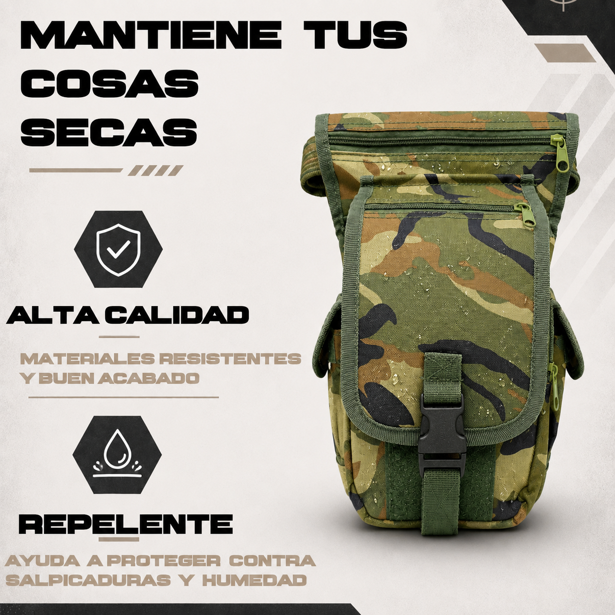 Piernera Tactica Mochila Muslera Porta Celular Multiusos Residen Evil Militaría