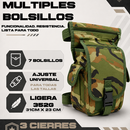Piernera Tactica Mochila Muslera Porta Celular Multiusos Residen Evil Militaría