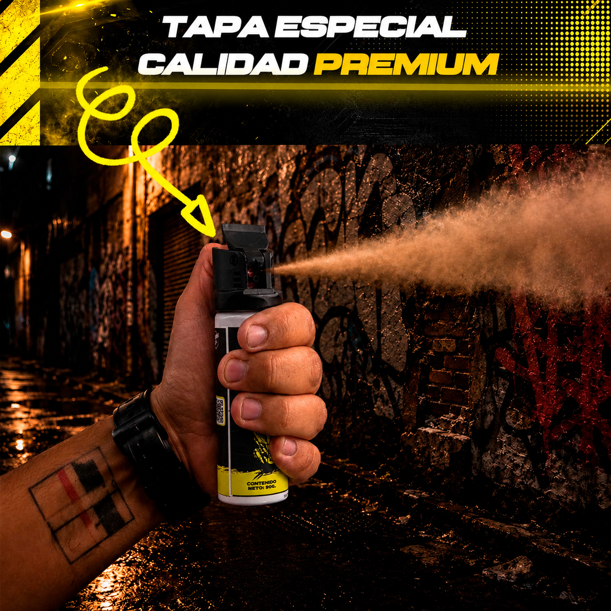 Gas Pimienta Lacrimogeno 90 gr Con Tapa De Seguridad Marca Maxima Máxima