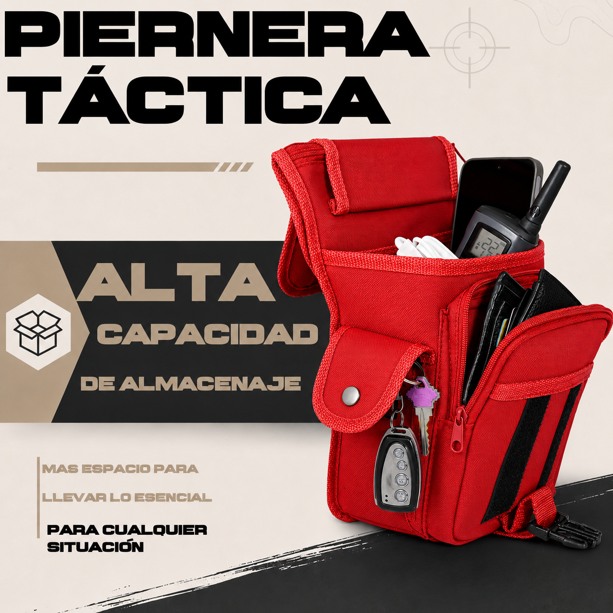 Piernera Tactica Mochila Muslera Porta Celular Multiusos Residen Evil Militaría