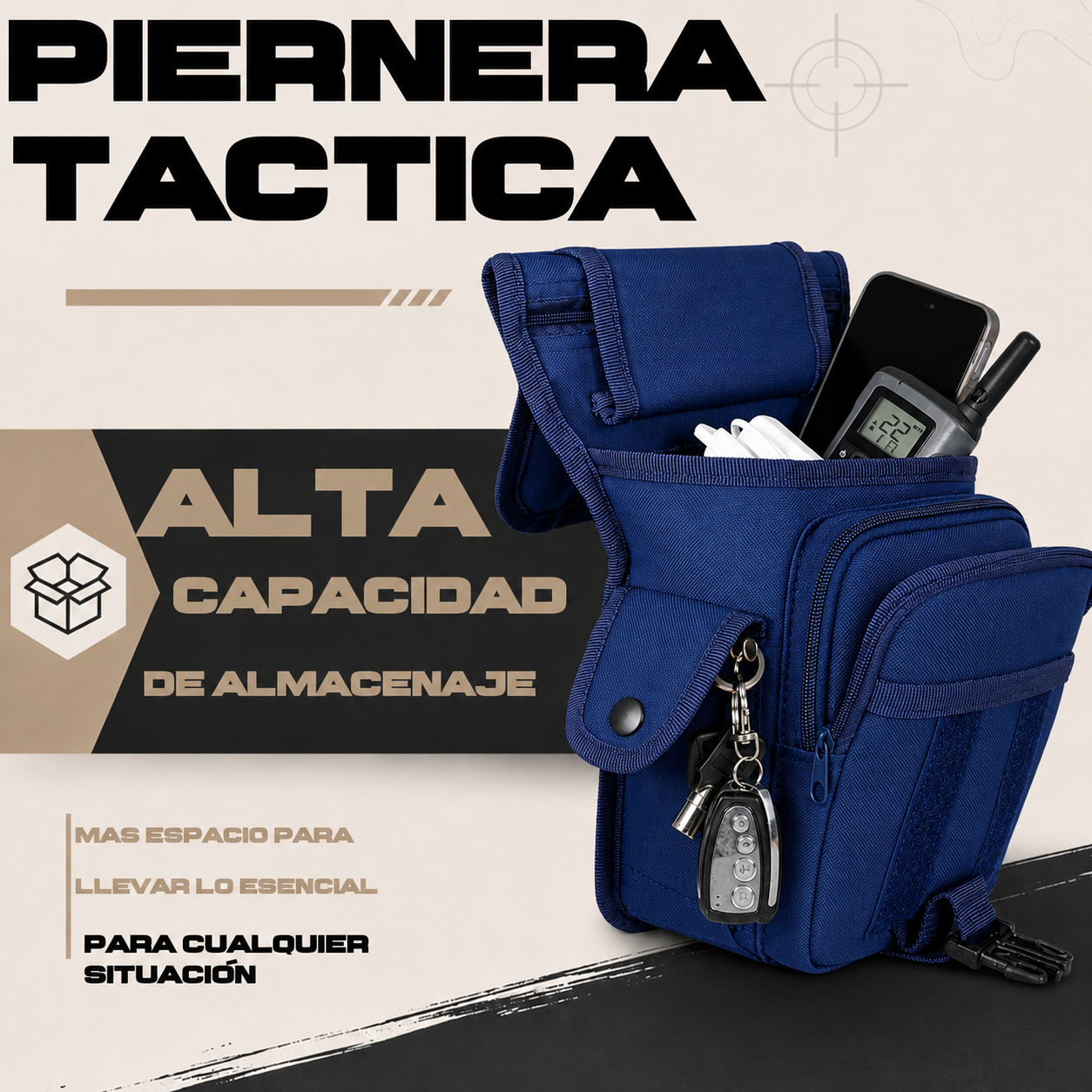 Piernera Tactica Mochila Muslera Porta Celular Multiusos Residen Evil Militaría