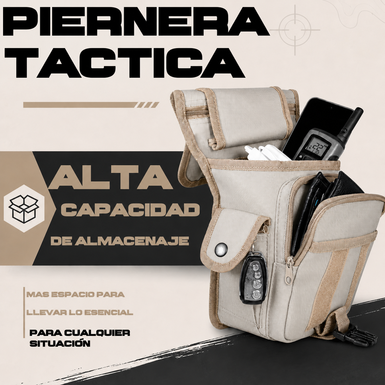 Piernera Tactica Mochila Muslera Porta Celular Multiusos Residen Evil Militaría