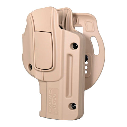 Se muestra la FUNDA PARA PISTOLA GLOCK 17 de perfil para apreciar su diseño y estructura.