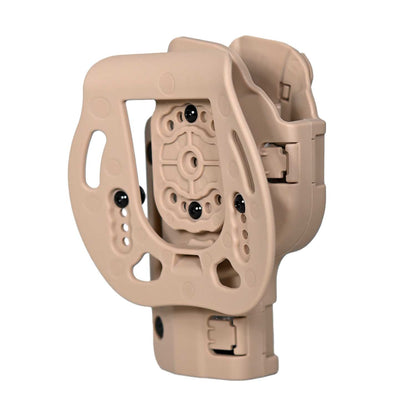 Se muestra la FUNDA PARA PISTOLA GLOCK 17 desde la parte trasera para apreciar el sistema de sujeción al cinturón.