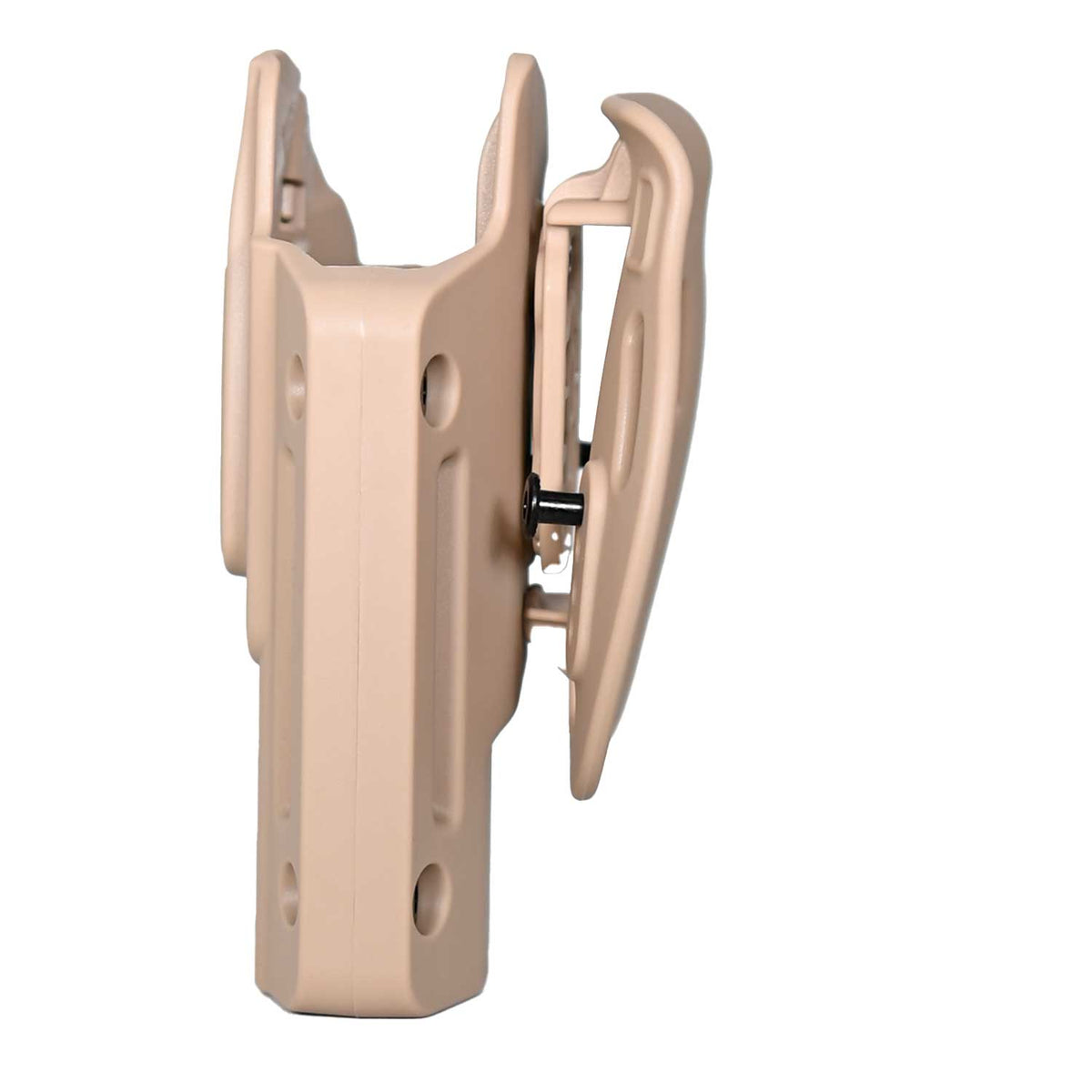 Se muestra la FUNDA PARA PISTOLA GLOCK 17 de perfil para apreciar su diseño y estructura.