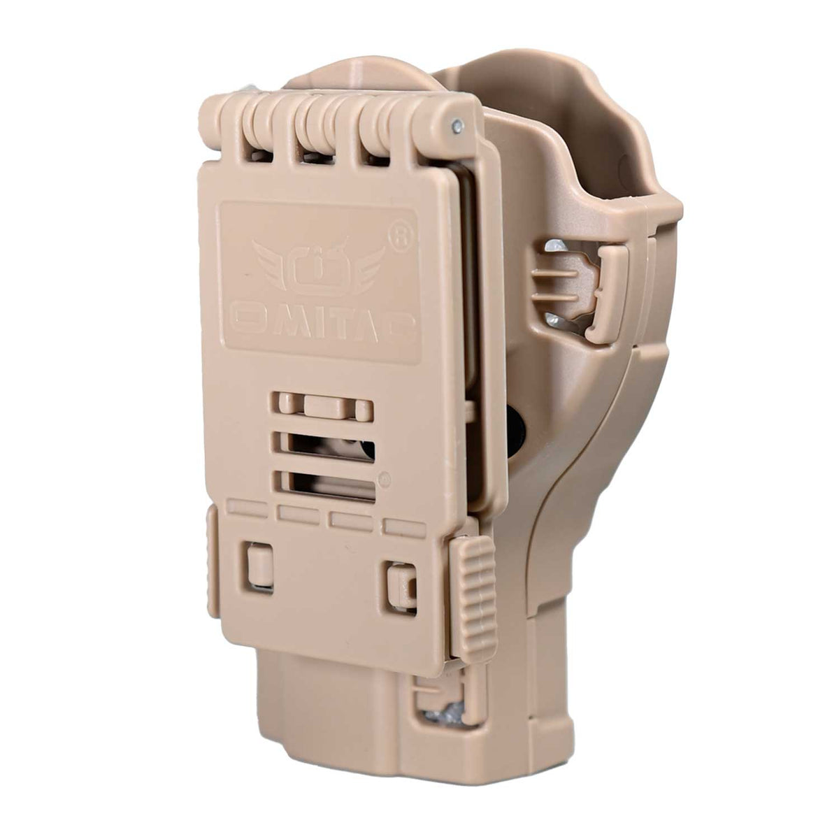 Se muestra la FUNDA PARA PISTOLA PX4 desde la parte trasera para apreciar el sistema de sujeción al cinturón.