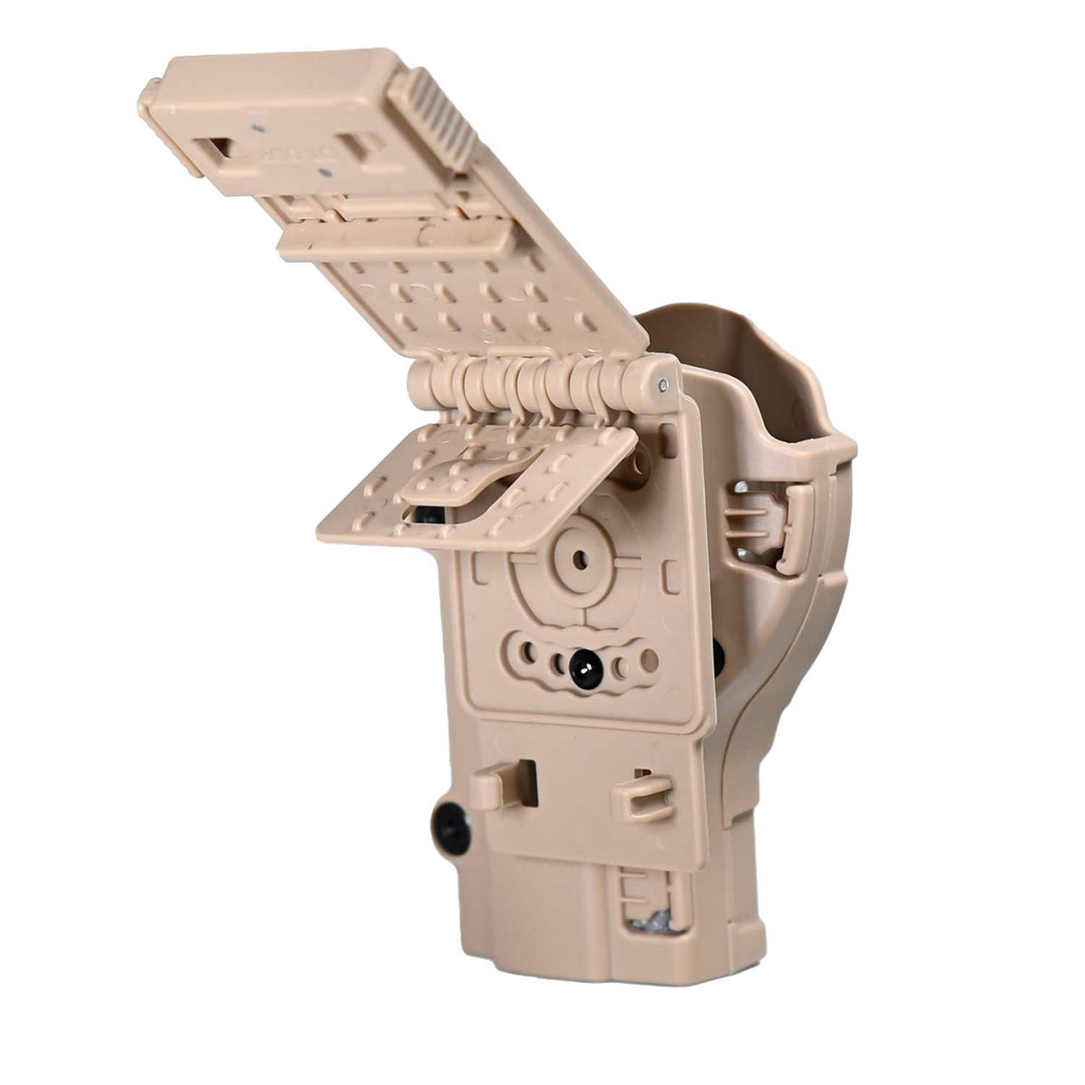 Se muestra la FUNDA PARA PISTOLA PX4 colocada en un cinturón táctico para mostrar su sistema de portación.