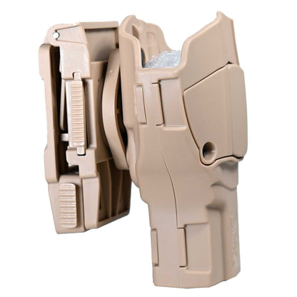 Se muestra la FUNDA PARA PISTOLA PX4 con detalle del botón o mecanismo de liberación para una extracción controlada.
