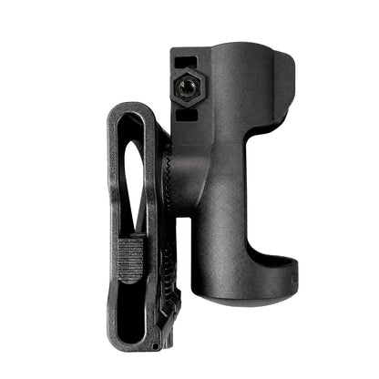 Porta linterna CYTAC se muestra con detalle en el tornillo ajustable, diseñado para adaptar la presión de sujeción a diferentes linternas.
