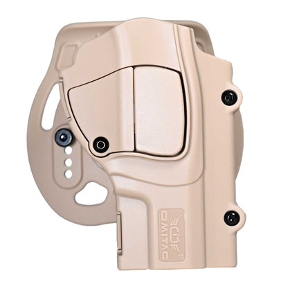 Se muestra la FUNDA PARA PISTOLA PX4 desde la parte frontal para observar la abertura de extracción.