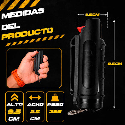 Se muestra gas PSP Eliminator con medidas del producto, alto aproximado de 9.5 cm, ancho de 2.5 cm y peso de 39 g, ideal para conocer su tamaño compacto.