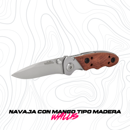 Navaja De Bloqueo Mango Tipo Madera Acero Inoxidable Wallis