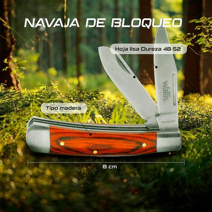 Navaja Doble Mango Tipo Madera Wallis