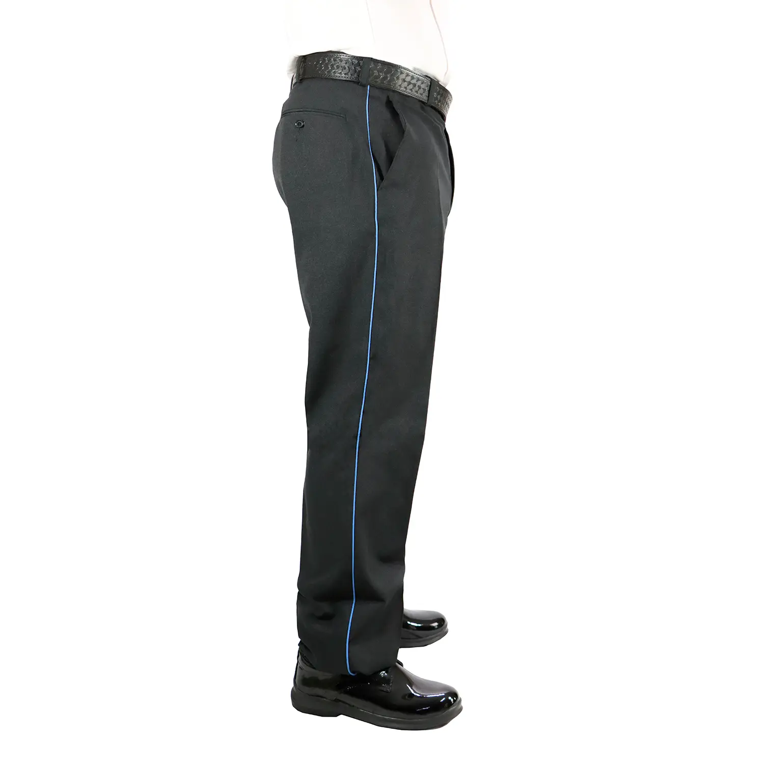 Pantalon Para Seguridad Privada Negro Franja Azul