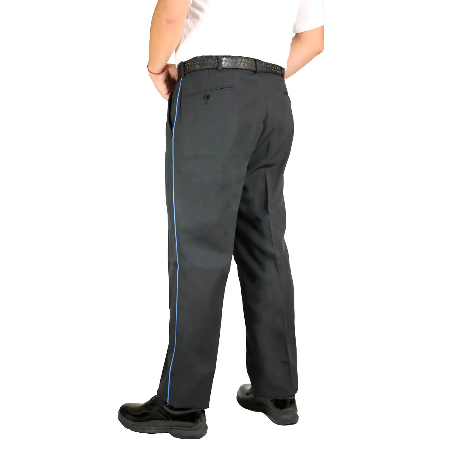 Pantalon Para Seguridad Privada Negro Franja Azul