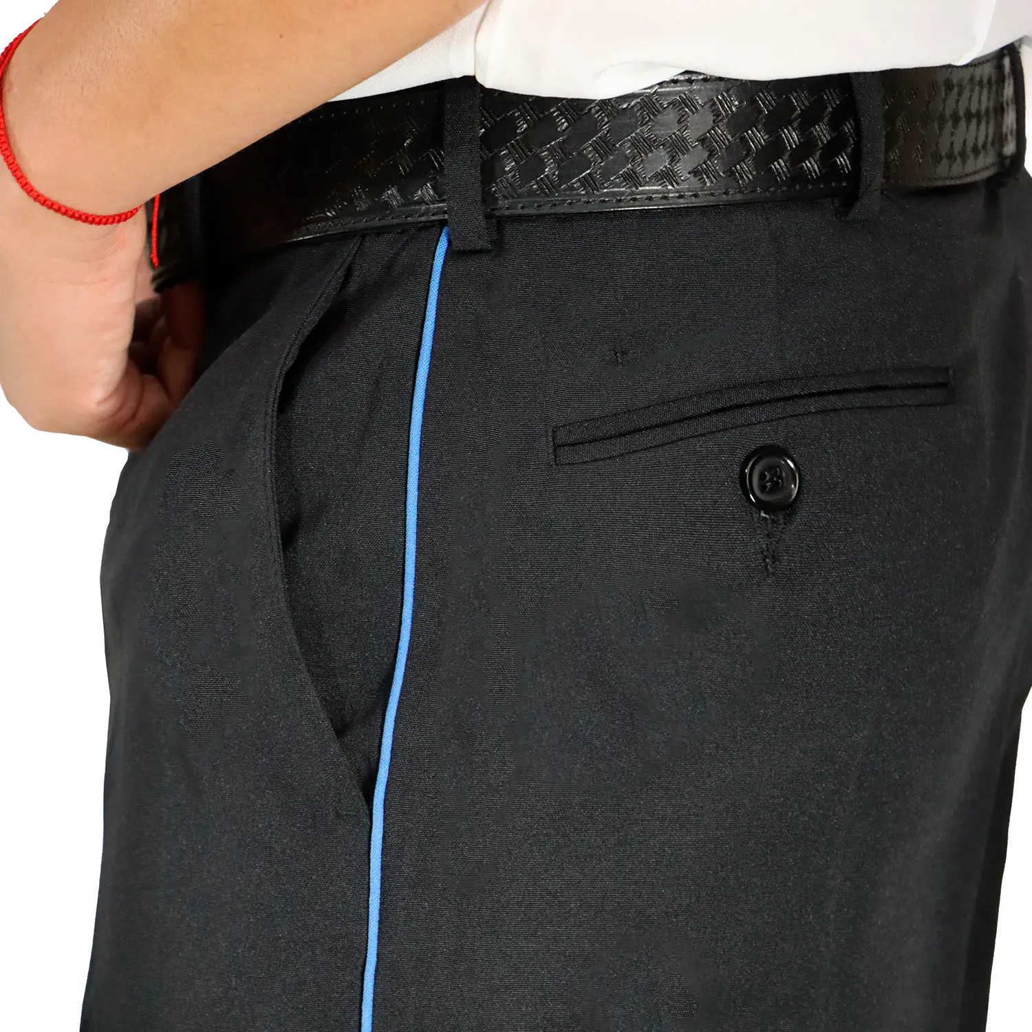 Pantalon Para Seguridad Privada Negro Franja Azul