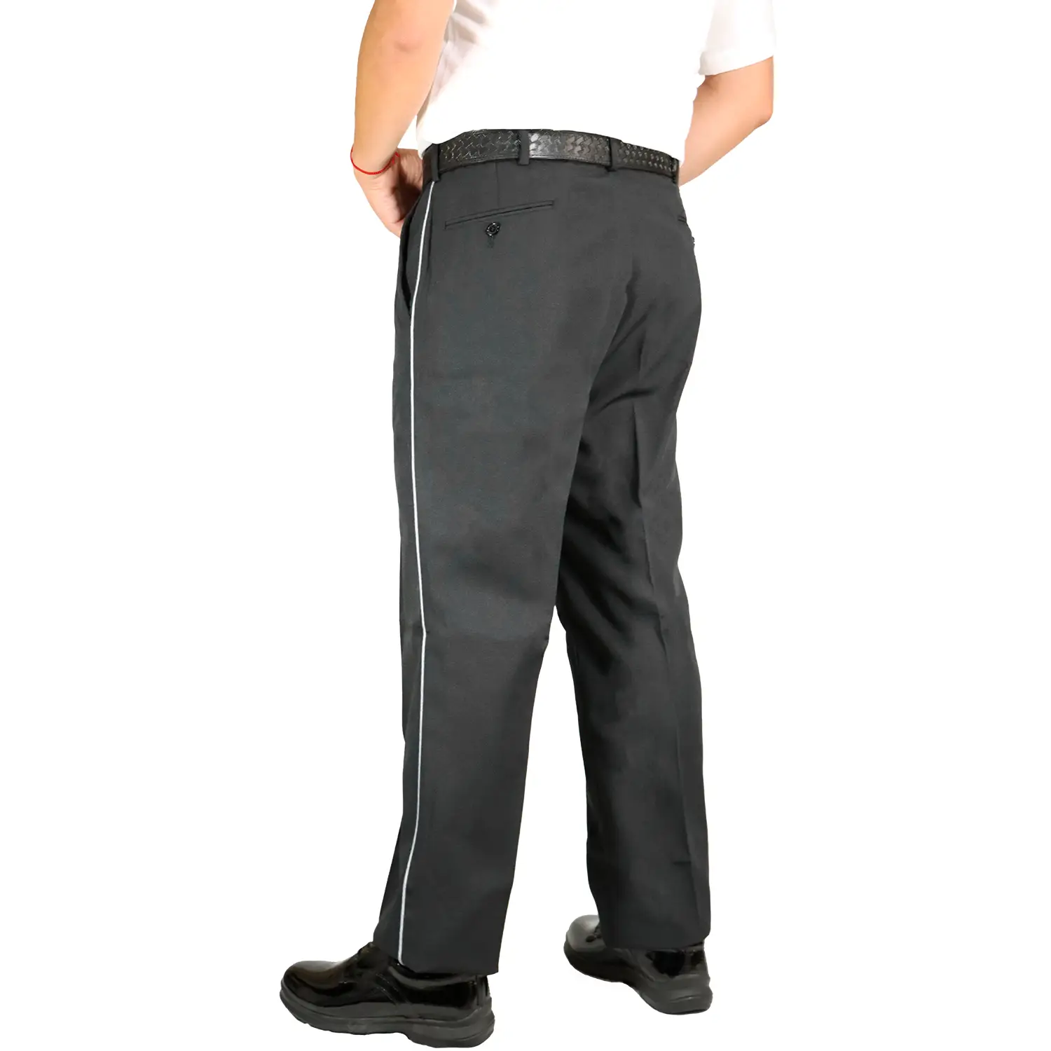 Pantalon Para Seguridad Privada Negro Franja Blanca