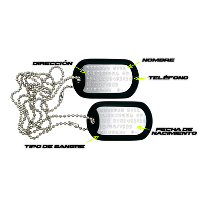 Par de Placas De Identificacion Personalizadas Militar Dog Tag Steel EEUU Army